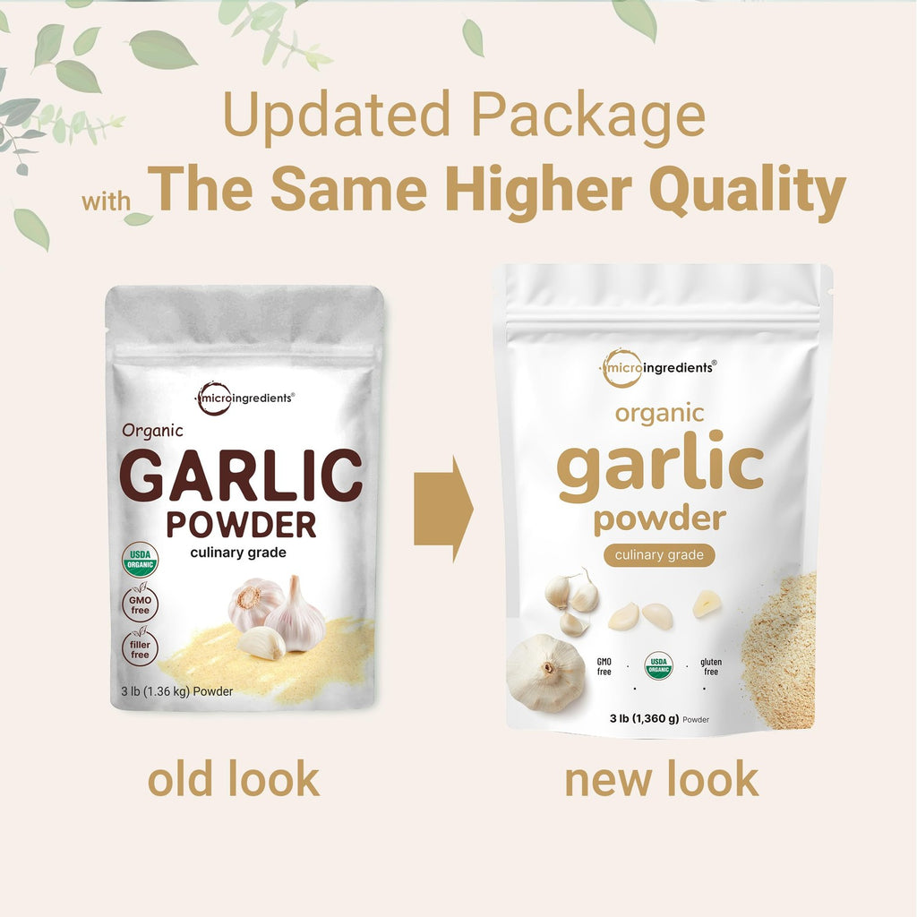 Organic Garlic Powder, 3 lb | Premium Raw Allium Sativum Bulb | Pungent & Savory Flavor | Great for Meats, Vegetables & Spice Mixes | Additive Free, Non-GMO, Bulk Supply