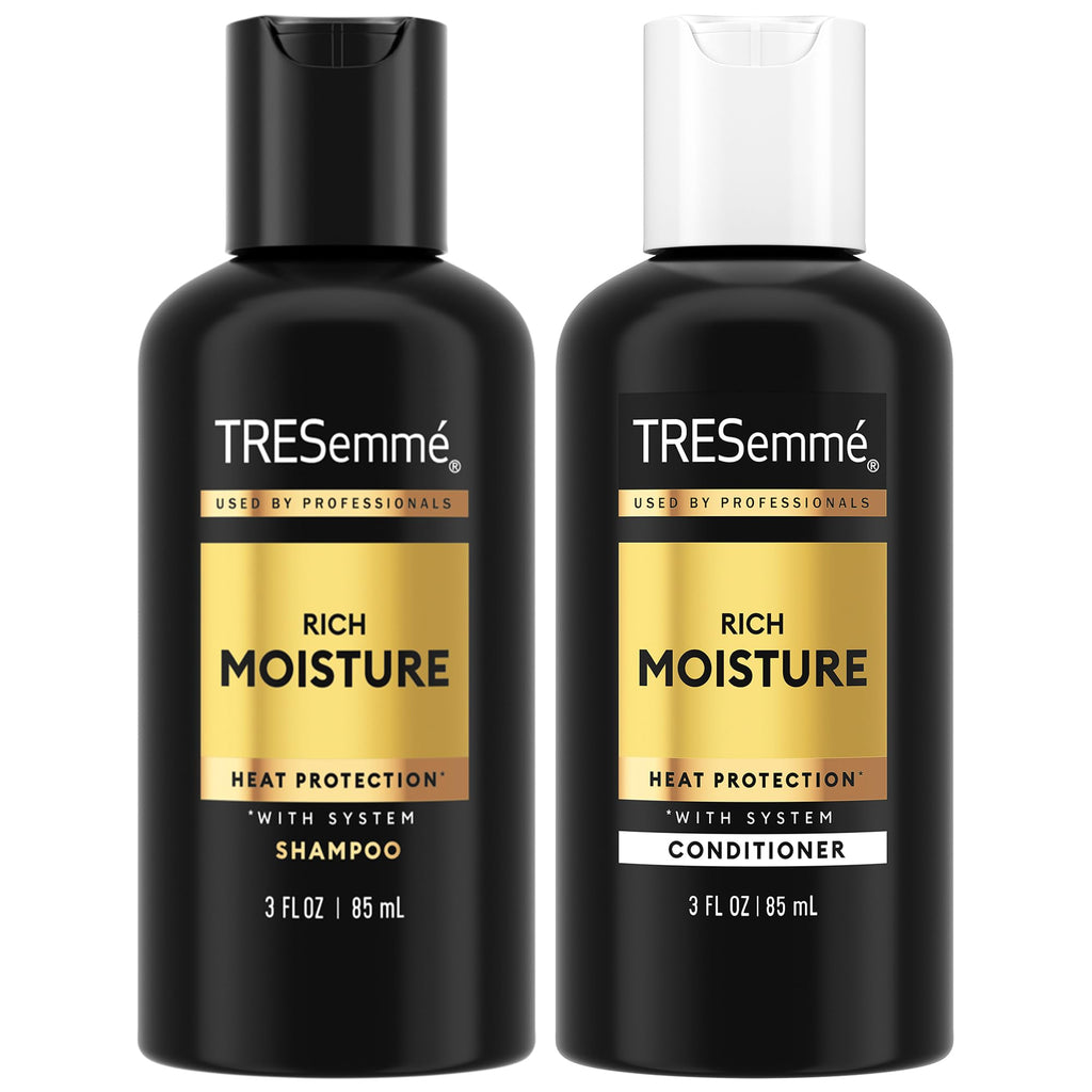 TRESemmé Travel Shampoo & Conditioner Set 3-Pack, 3 Oz Ea | Moisturizing Travel Hair Care Set with TSA-Friendly Bottles for Trips, Gym Bags and Vacations