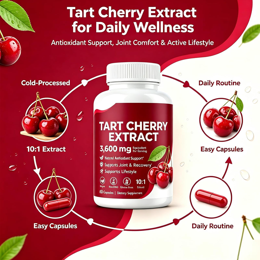 Good Grove Tart Cherry Extract,60 Capsules | Cold-Processed 10:1 Extract