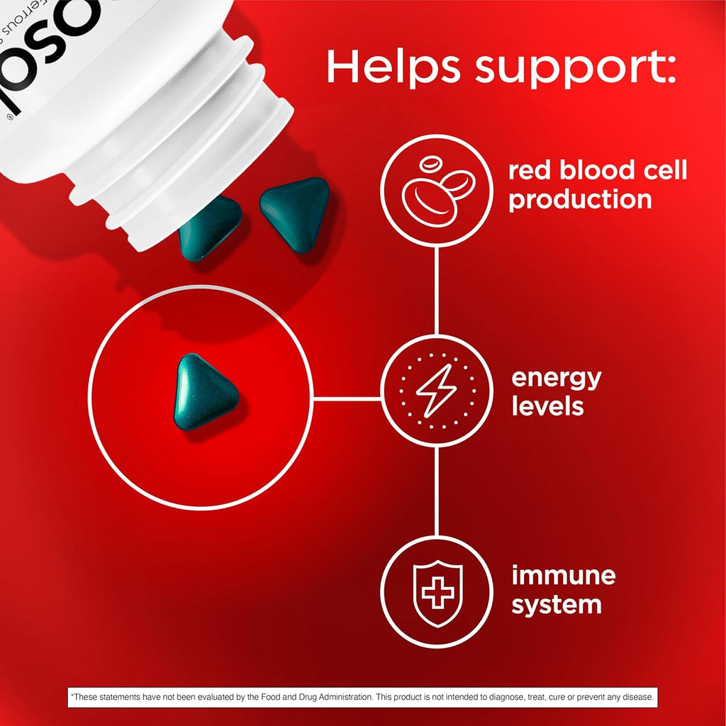 Buy now Feosol Original Iron Supplement Tablets, Non-heme, 325mg Ferrous Sulfate (65mg Elemental Iron) per Iron Pill, 1 Per Day, 120ct, 4 Month Supply, for Energy and Immune System Support, Made in USA at indiglob india