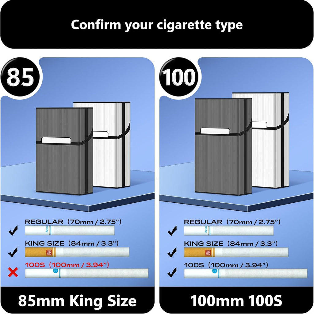 Buy now roygra Cigarette Case (2 Pack), Magnetic Switch 20pcs Cigarette Holder Case for Men Women, Cigarettes Smoking Accessories, Metal and Plastic Box for Smoke (Blue + Rosegold, 85mm King Size) at indiglob india