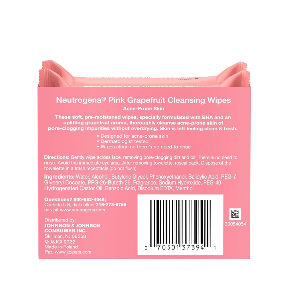 Buy now Neutrogena Makeup Remover Cleansing Towelettes, Pink Grapefruit, 25 Count, Twin Pack at indiglob india