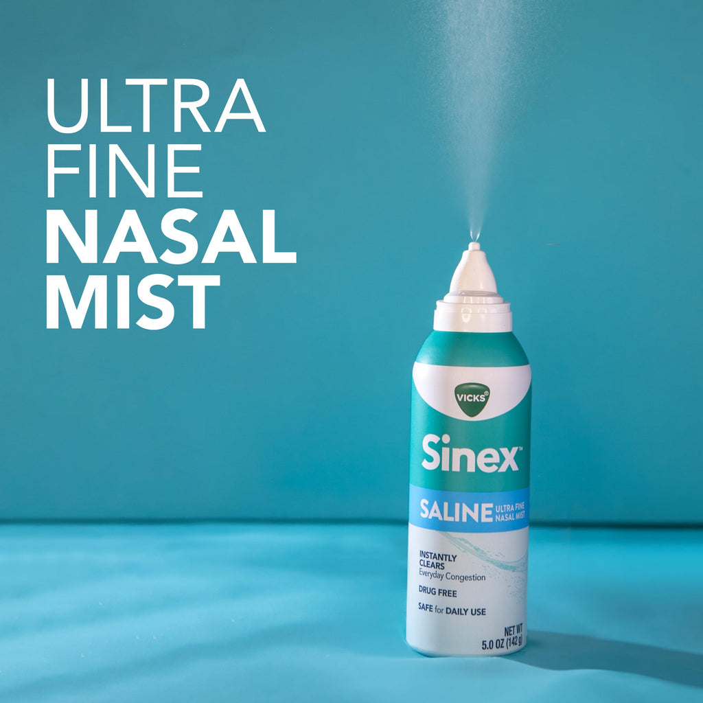 Buy now Vicks Sinex SALINE Nasal Spray, Drug Free Ultra Fine Mist, Clear Everyday Sinus Congestion Fast, Clear Mucus from a Cold or Allergy, Daily Use 5.0 fl oz x 2 at indiglob india