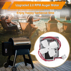 Upgraded 2.0RPM Auger Motor Replacement Parts Compatible with Traeger, Pit Boss, Camp Chef Wood Pellet Grills Smokers, AC120V 60Hz 2 Pole Universal Feeding Gear