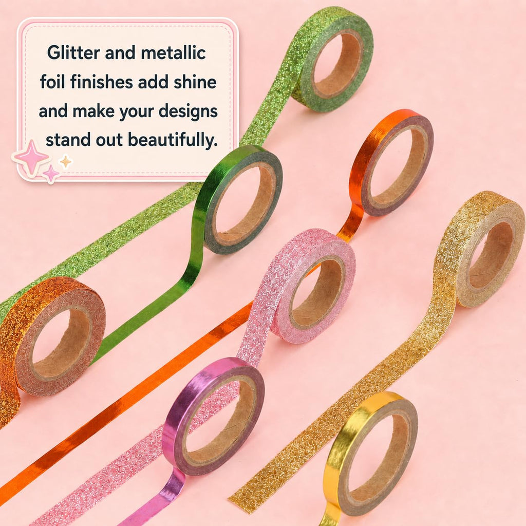 Mr. Pen- Glitter Washi Tape Set, 24 Rolls, 6mm/10mm