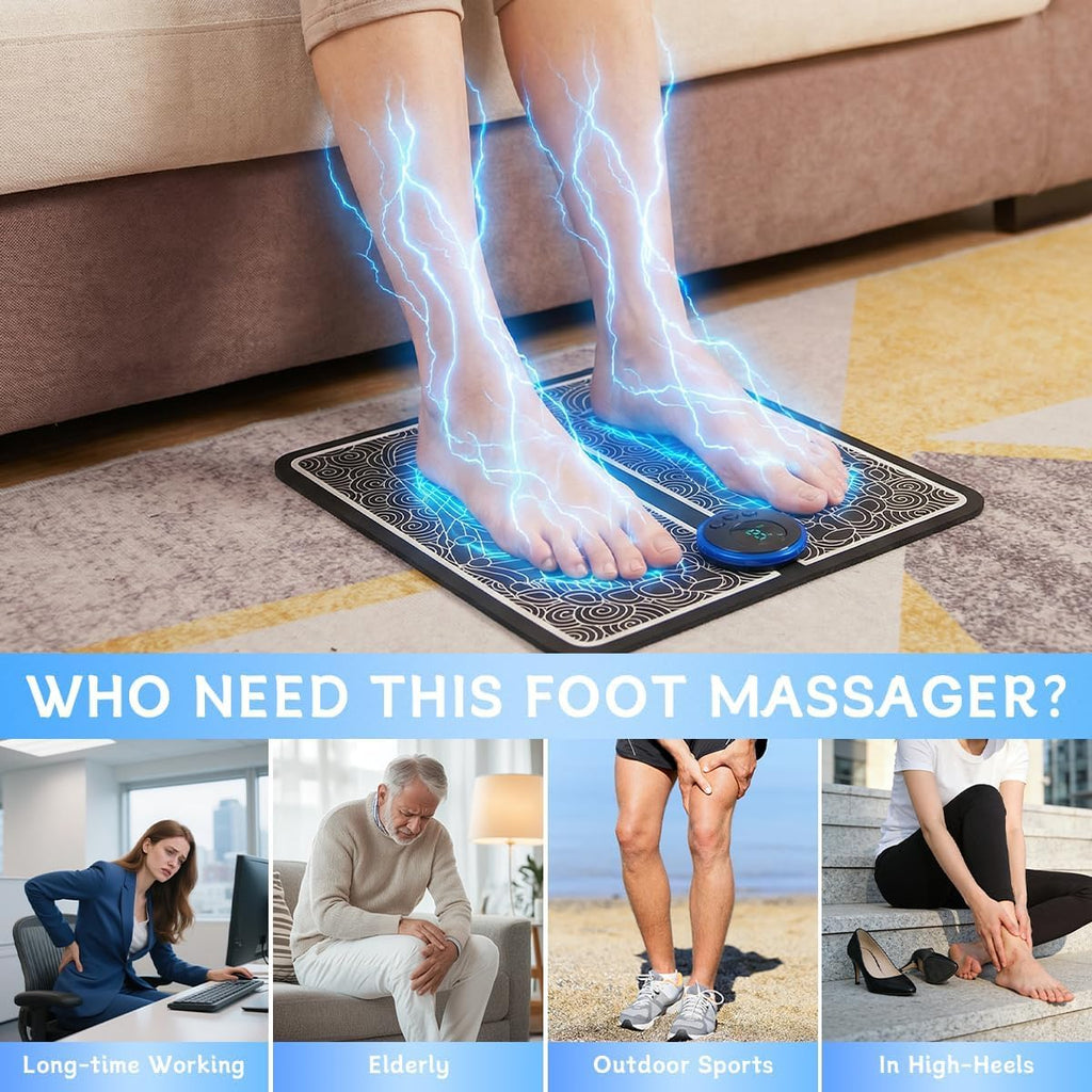 Foot Massager with Remote Control, Foot Stimulating Massage Mat Improves and Promotes Muscle Stimulator, 8 Modes 19 Levels, Foot Mat System for Pain Relief (KTR-4034)