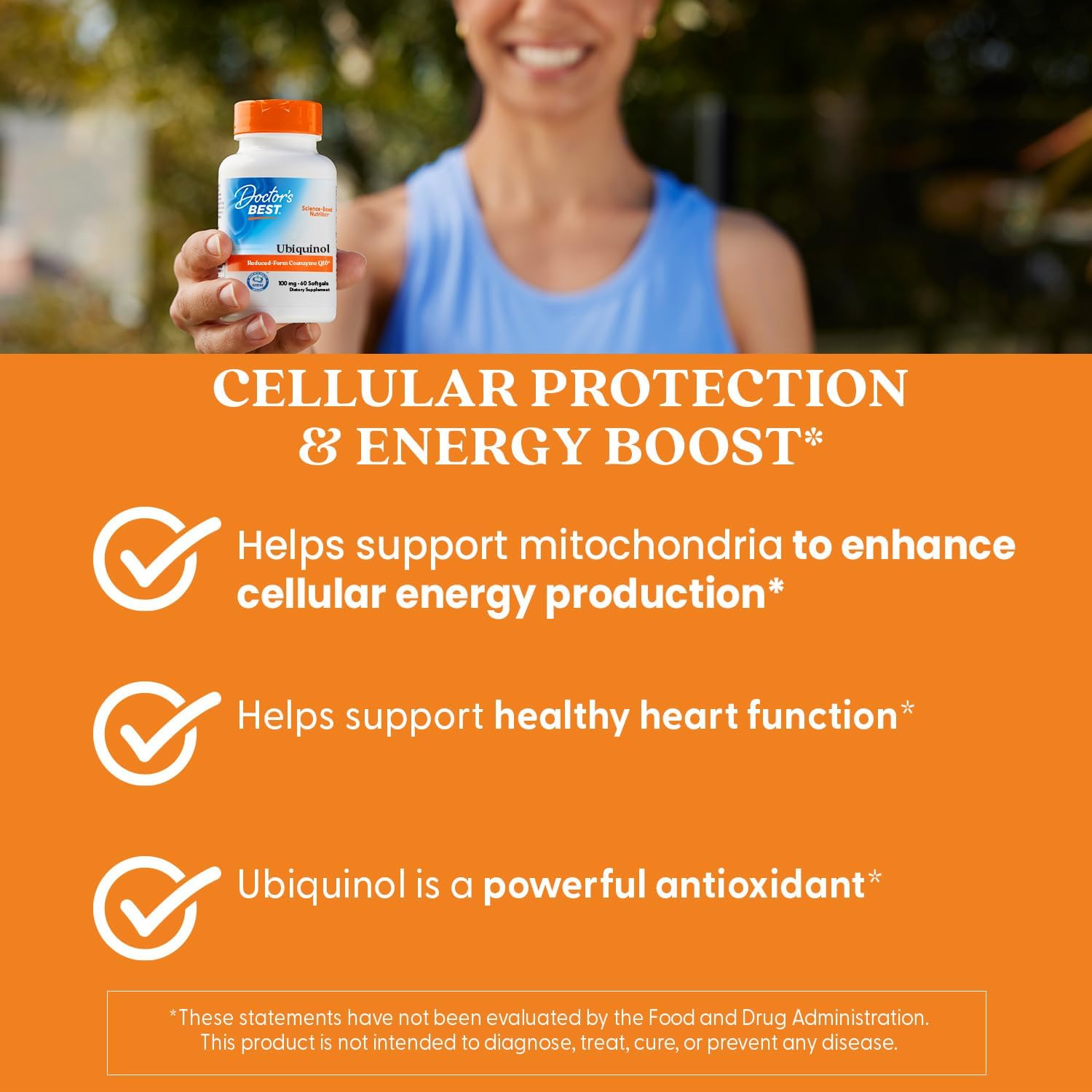Buy now Doctors Best Ubiquinol, Reduced-Form Coenzyme Q10, Non-GMO, Gluten Free, Soy Free 60 Softgels at indiglob india
