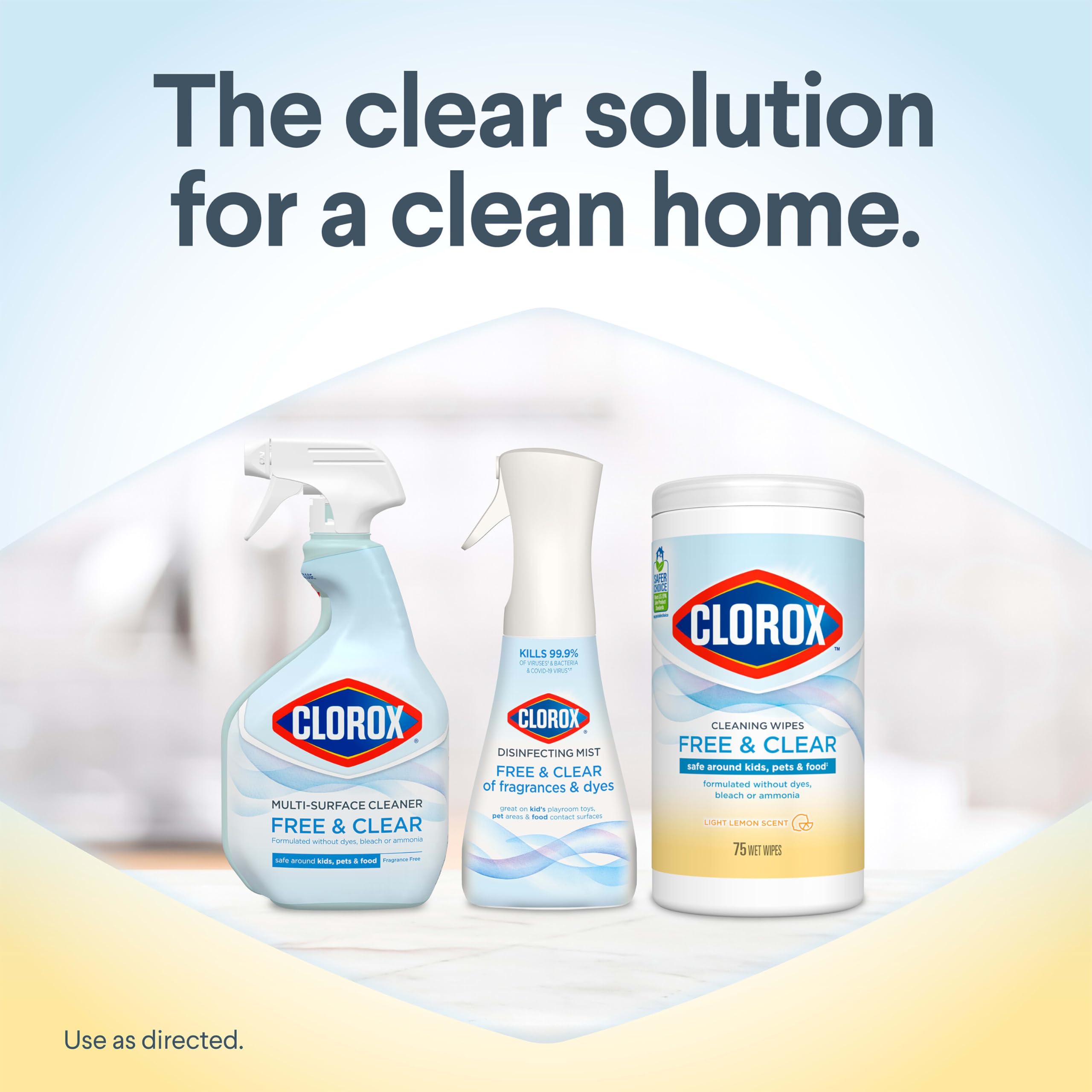 Buy now Clorox Free & Clear Cleaning Wipes, Light Lemon Scent, 75 Count, Pack of 3 (Pack May Vary) at indiglob india