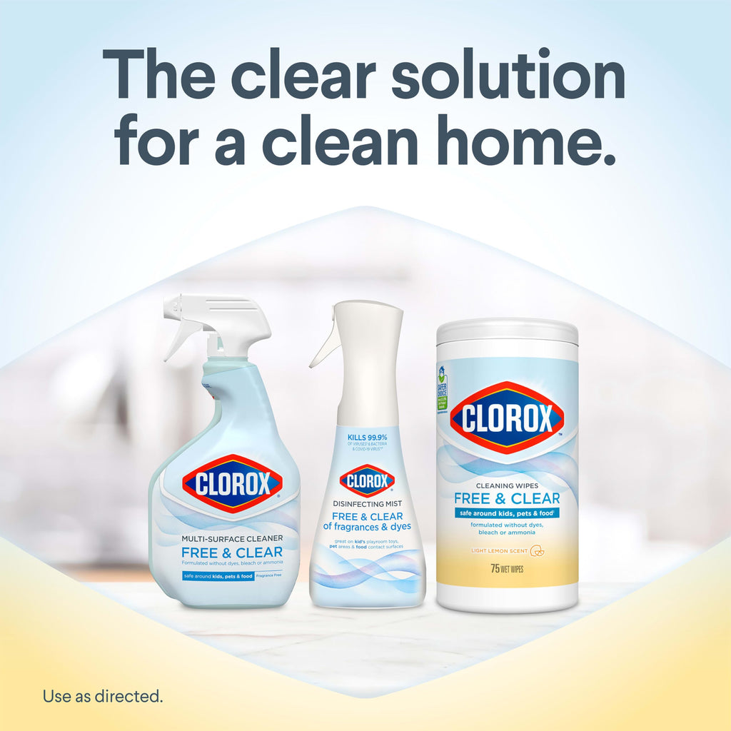 Buy now Clorox Free & Clear Cleaning Wipes, Light Lemon Scent, 75 Count (Package May Vary) at indiglob india