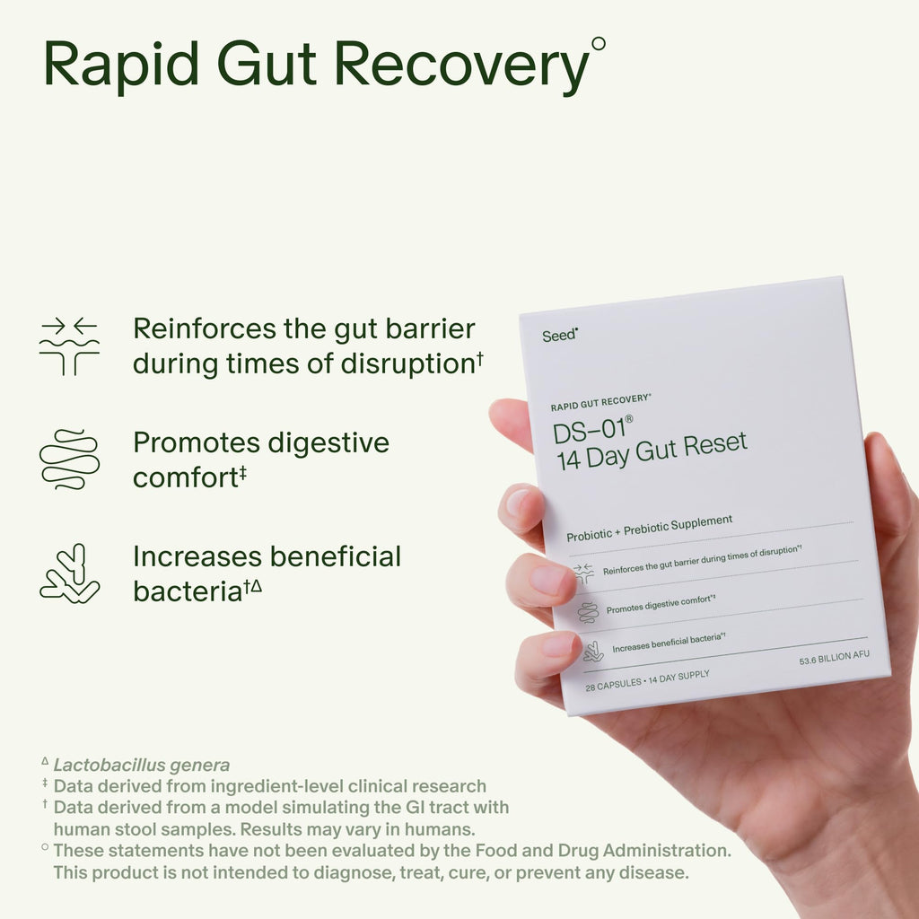 Seed 14 Day Gut Reset - for Adults - 14-Day Supply | 24-Strain Probiotic + Prebiotic - Rapid Gut Recovery - Reset After Travel, Stress, and Medications - Vegan Capsules