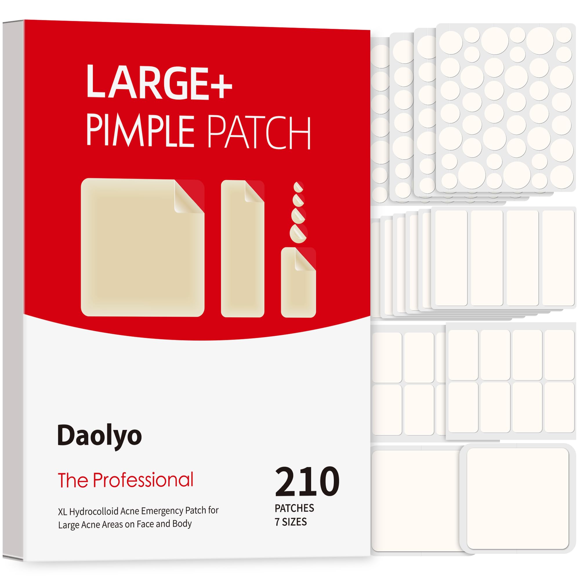 Daolyo Pimple Patches for Face, 4 Size 300 Counts Hydrocolloid Acne Patches | Pimple Patches for Covering Zits and Blemishes, Spot Stickers with Salicylic Acid, Tea Tree Oil & Calendula Oil