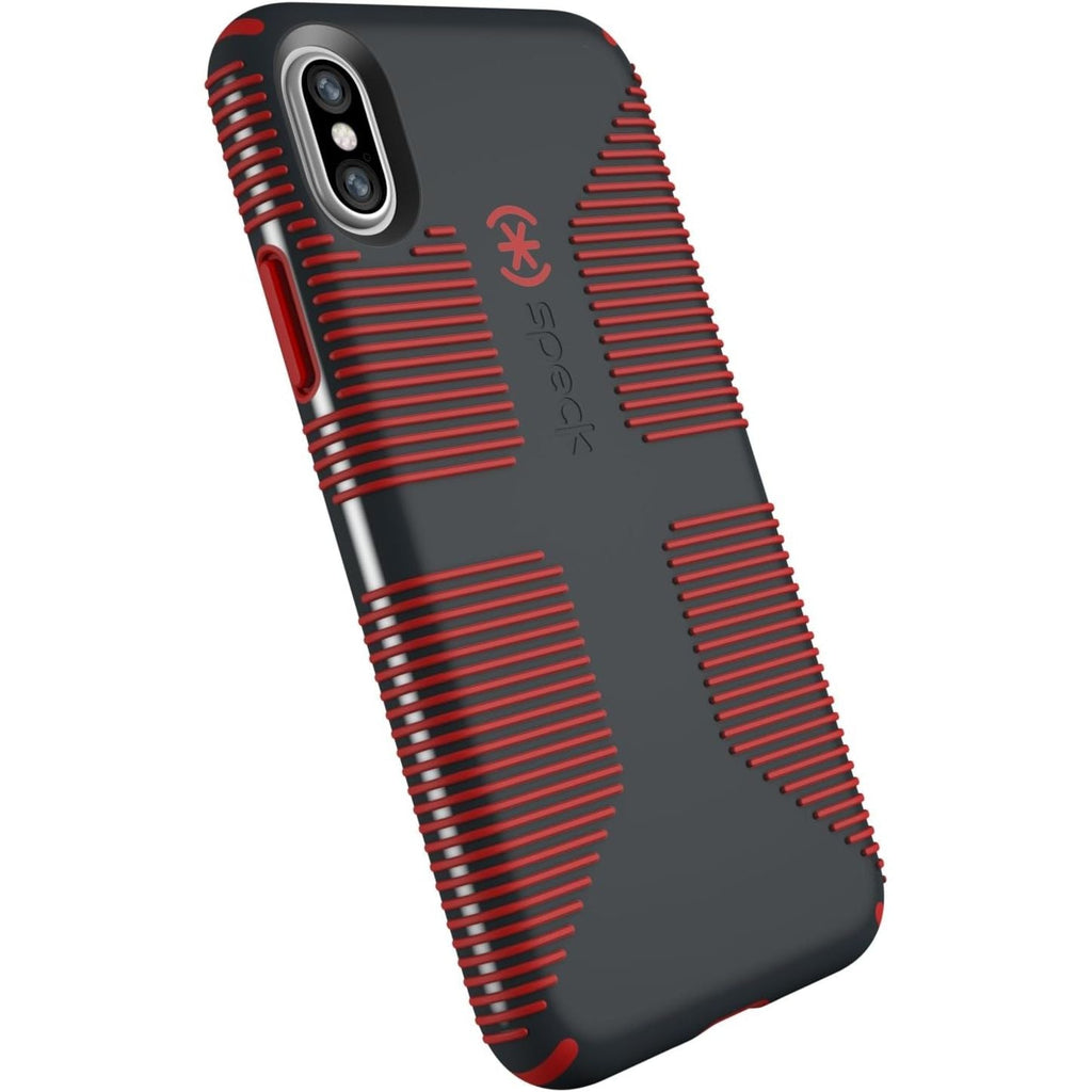 Buy now Speck Products CandyShell Grip Cell Phone Case for iPhone XS/iPhone X - Charcoal Grey/Dark Poppy Red Default at indiglob india