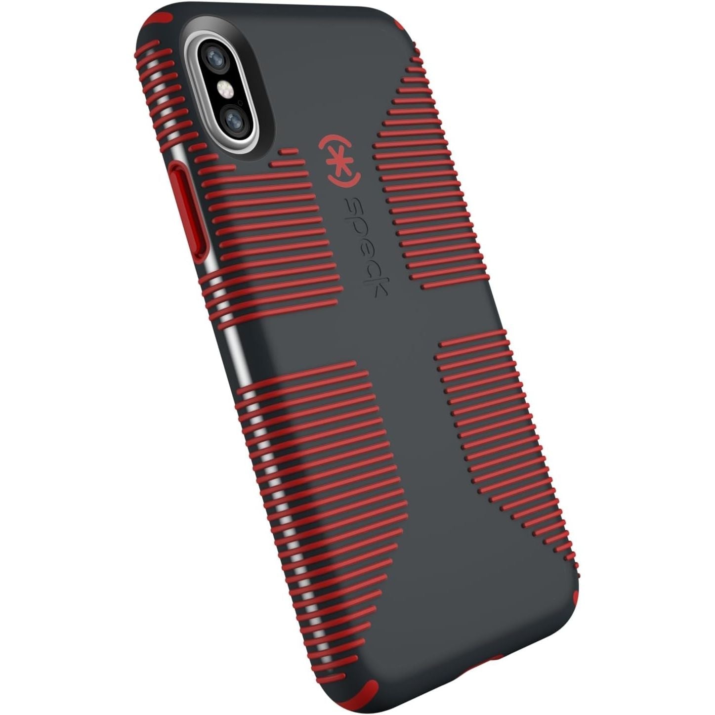 Buy now Speck Products CandyShell Grip Cell Phone Case for iPhone XS/iPhone X - Charcoal Grey/Dark Poppy Red Default at indiglob india