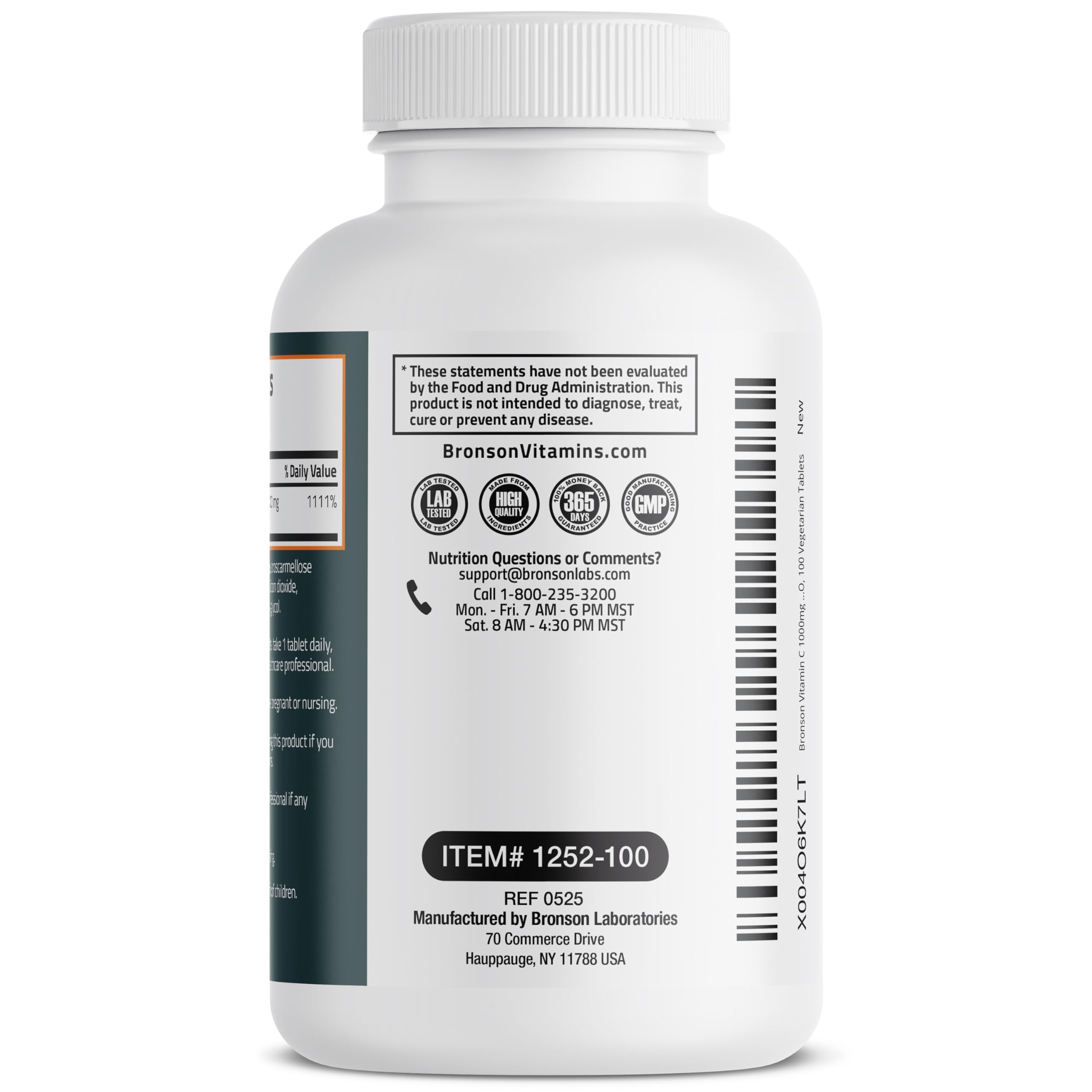 Bronson Vitamin C 1000 mg as Ascorbic Acid, 100 Vegetarian Tablets | Extra Strength Formula, Supports a Healthy Immune System, Non-GMO, Gluten-Free & Soy-Free