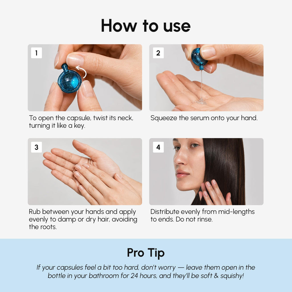 MAREE Hair Serum for Frizzy Dry Hair – Styling Capsules with Keratin, Argan Oil, Vitamins A E B5 – UV & Heat Protectant Frizz Control Serum for Women – Aceite Para el Cabello Treatment | for Frizzy