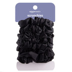 Amazon Basics Satin Scrunchies – No Crease, No Damage Hair Ties – Frizz Free, Gentle, Stylish Scrunchies. Black, 8 Count, For Thin and Normal Hair