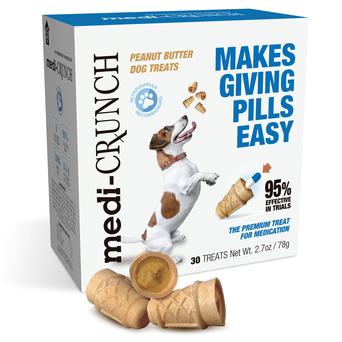 Medi-Crunch Dog Pill Treats for Medication, Peanut Butter, 30 Count