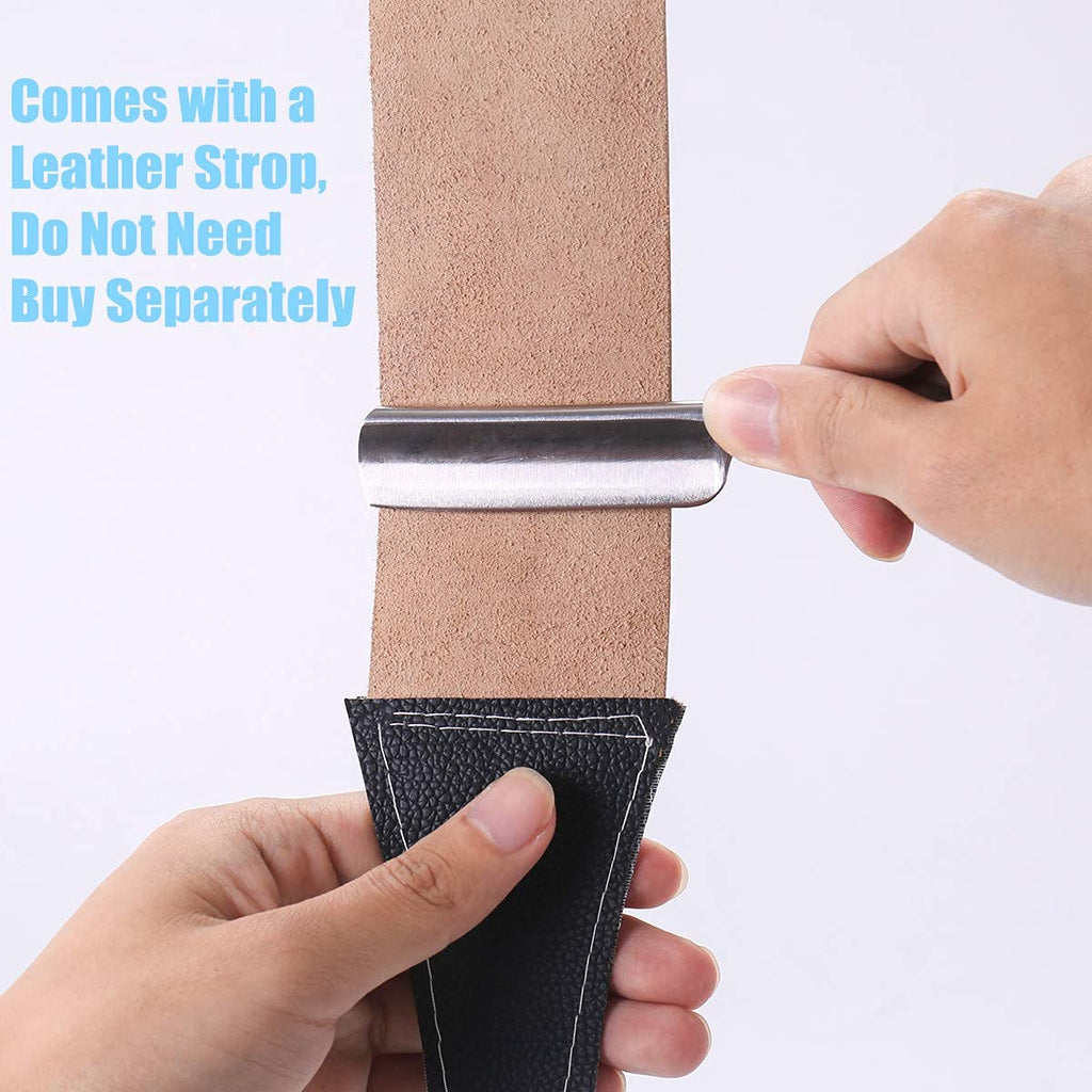 Zertone Straight Razors for Men Kit with Strop - Straight Edge Razor Natural Wood Scale – Sharp, High Hardness Carbon Steel Cutthroat Straight Razor Shaving Kit, Vintage Wood Handle, Barber Razor
