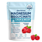 Magnesium Bisglycinate Gummies, 400mg Magnesium Bisglycinate Chelate with Sea Salt & Raspberry Powder, Supports Sleep, Nerve & Muscle Relaxation, Bone Health Support, Vegan, 60 Gummies (1)