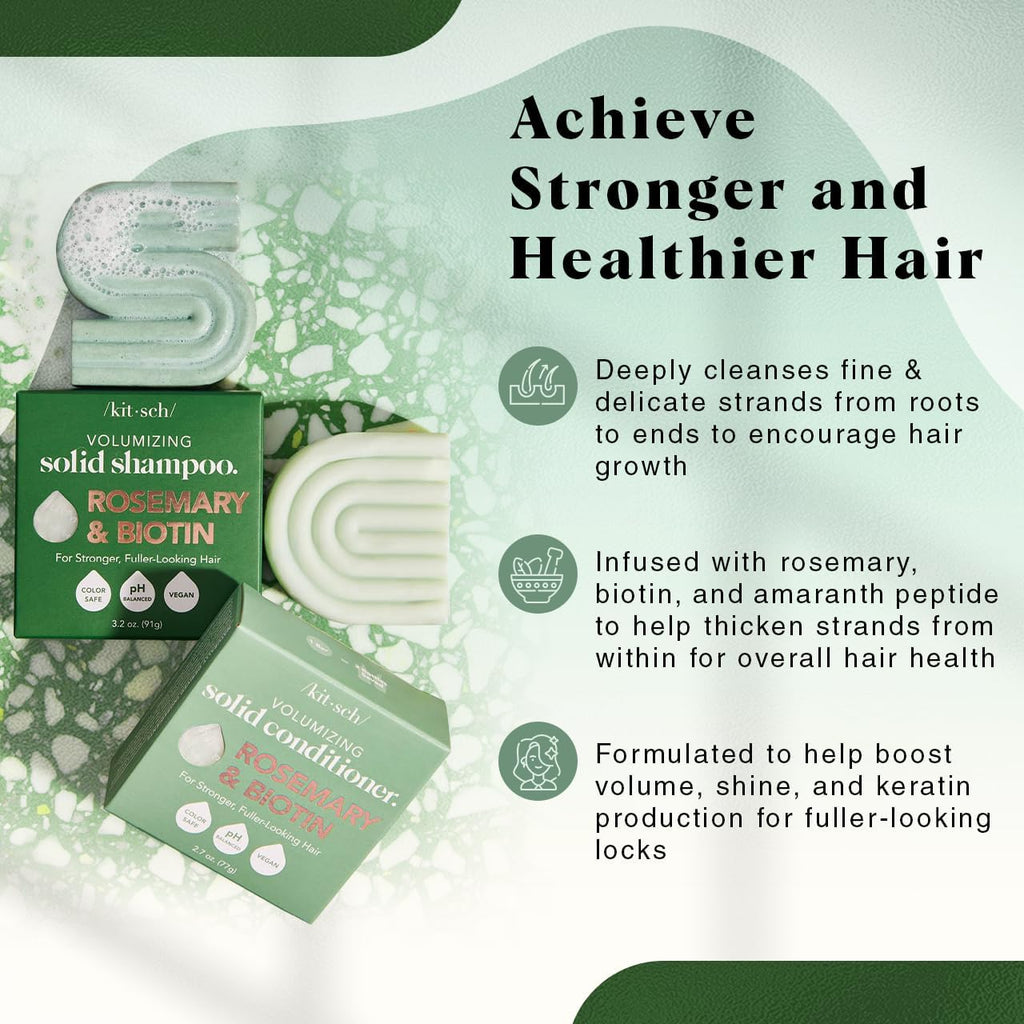 Buy now Kitsch Rosemary & Biotin Shampoo and Conditioner Set for Hair Growth - Strengthening, Thickening & Volumizing Shampoo and Conditioner Bar - Paraben, Sulfate & Silicone Free - Made in USA - 2 pack at indiglob india