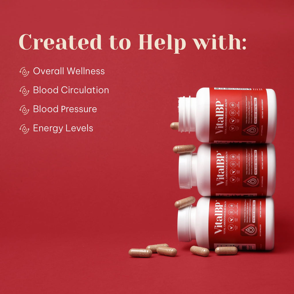 VitalBP Blood Pressure, Blood Flow & Artery Support, CoQ10, K2 & D3, 4 Pack | With L-citrulline to support normal blood pressure, blood flow & artery health.