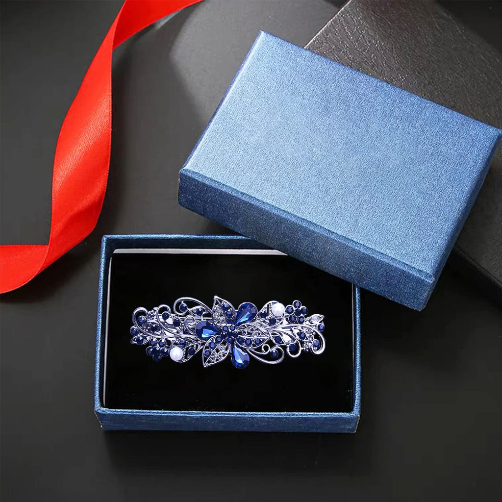 4 PCS Hair Barrettes for Women Ladies, Flower Crystal Rhinestones Barrette Pearl Spring Hair Clip Accessories Women Fashion Ponytail Holders Barrette for Daily Wear Mothers Day present