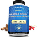Nutrivein Berberine Supplement 1200 mg with Ceylon Cinnamon, 120 Capsules | High-absorption berberine HCl for men and women. Supports metabolism, digestion, and natural defenses. Vegan and non-GMO.