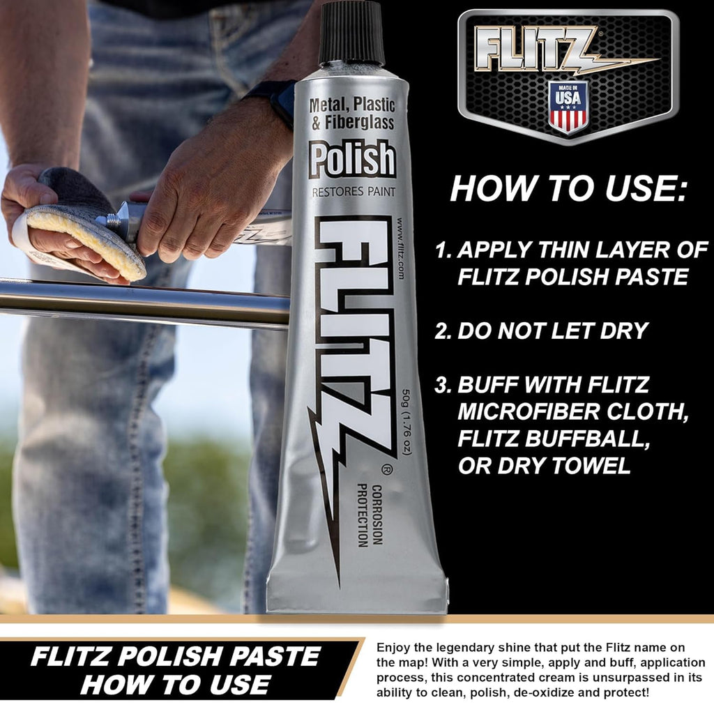 Buy now Flitz Multi-Purpose Metal Polish Paste - 1.76oz Tube of USA-Made Chrome Polish - Works on Stainless Steel, Aluminum, Plastic, Jewelry and Cars - Non-Abrasive Cleaner & Rust Remover (1 Pack) at indiglob india
