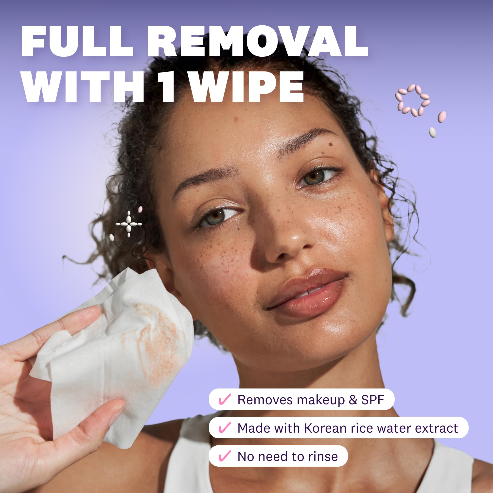 THE FACE SHOP Rice Water Bright Makeup Remover Wipes for Face, Moisturizing, Infused with Rice Extract, Disposable Cleansing Facial Wipes, 50 Count