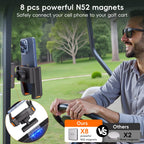 Magnetic Golf Cart Phone Holder, Powerful N52 Magnet Base, Fits EZGO, Club Car, Yamaha, Icon, Golf Cart Accessories Compatible with iPhone, Samsung, Xiaomi and All 4.5-7" Smartphones