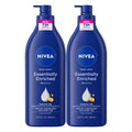 NIVEA Essentially Enriched Body Lotion, Value Pack, 2 x 16.9 FL OZ | Hydrating Body Lotion with Hyaluronic Acid, Almond Oil and Deep Nourishing Serum, For Dry to Very Dry Skin,72-Hour Moisture