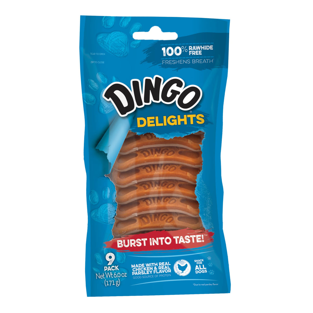 Dingo Delights Rawhide-Free Dog Treat with Real Chicken, 9 Count