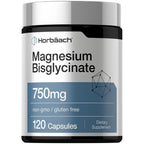 Horbäach Magnesium Bisglycinate | 120 Capsules | 750mg | Non-GMO and Gluten Free Supplement