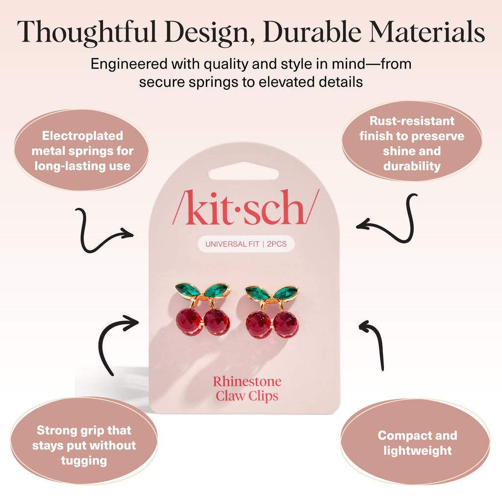 Buy now Kitsch Cherry Small Hair Clips for Women â€“ Rhinestones Small Claw Clips | Electroplated Metal Springs and Anti-Rust Finish | Strong Hold for Updo and Cute Half Up Styles | Ideal Gifts for Women - 2pcs at indiglob india