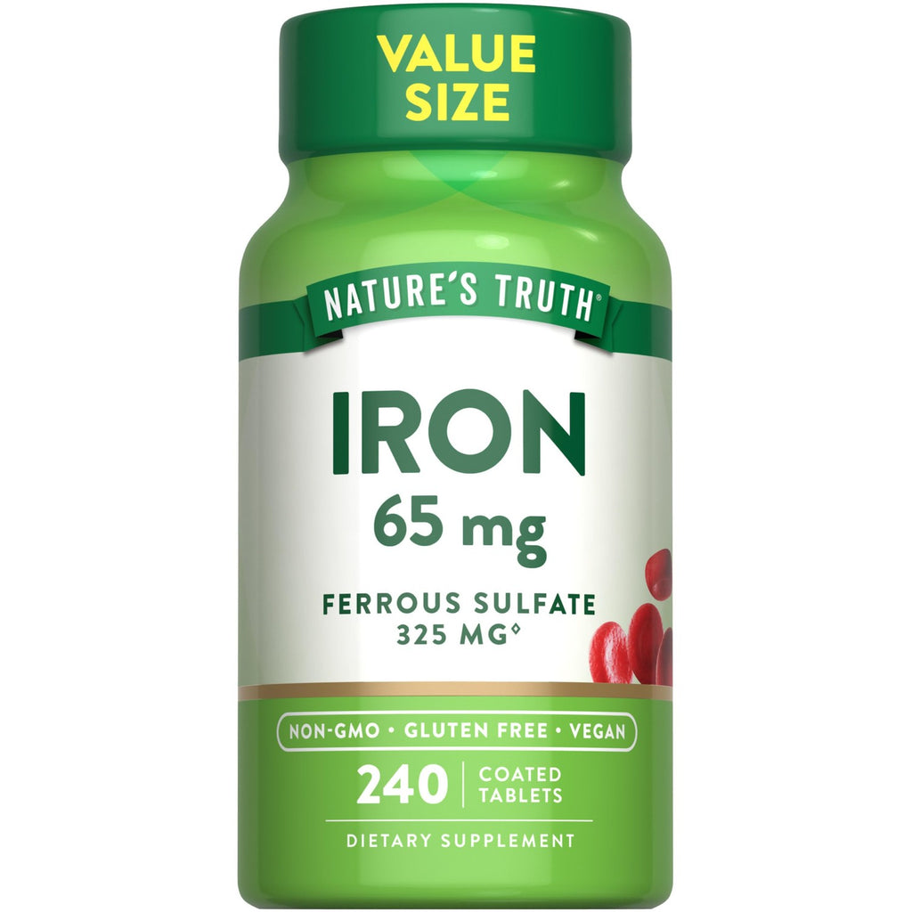 Nature's Truth Iron Tablets | 65mg | 240 Count | 325mg Ferrous Sulfate