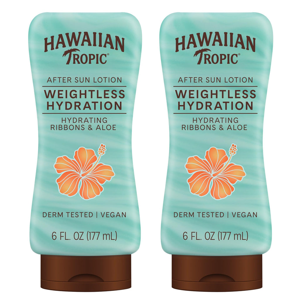 Hawaiian Tropic Weightless Hydration After Sun Lotion, 6 Fl Oz | 24 hour moisturizing after sun care, Hydrating lotion with aloe and shea butter, Coconut papaya scent, Lightweight texture