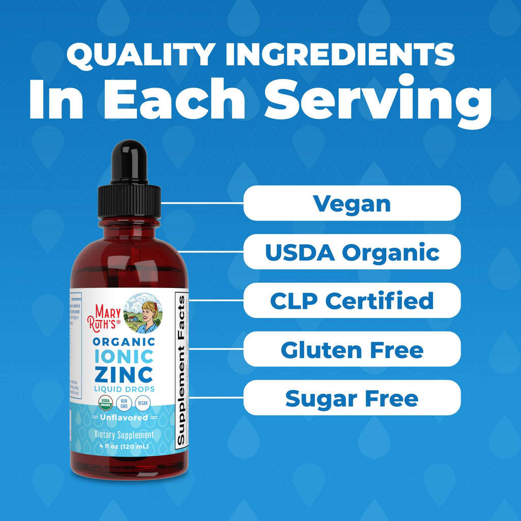 MaryRuth's Organic Liquid Zinc Supplement, Immune Support, Antioxidant, 4oz | Immune Support, Skin Health, Antioxidant, Cellular Metabolism, Zinc Sulfate