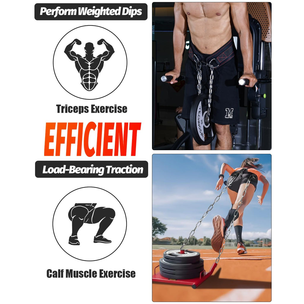 Dip Belt With 37" Chain for Weightlifting, 550LBS for Dips & Pullup