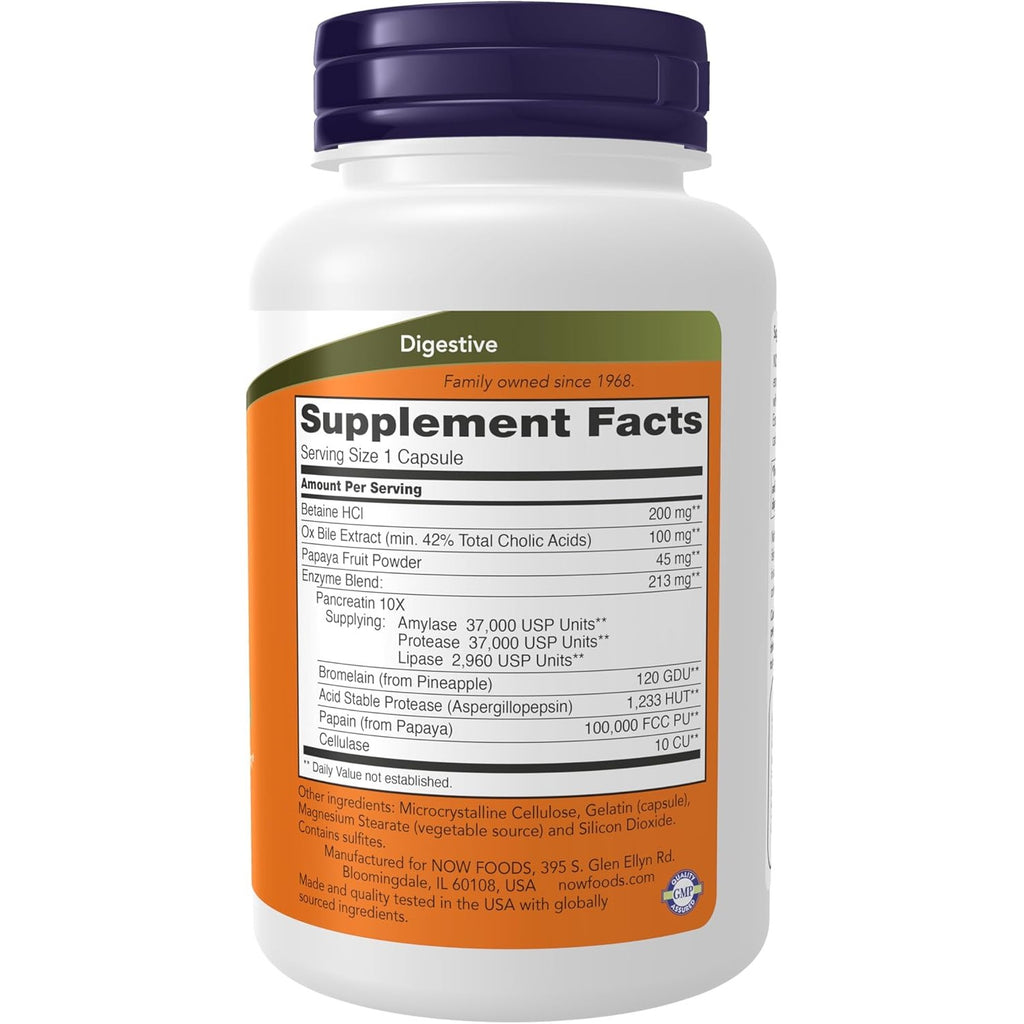 Buy now NOW Supplements, Super Enzymes, Formulated with Bromelain, Ox Bile, Pancreatin and Papain, Super Enzymes,90 Capsules at indiglob india