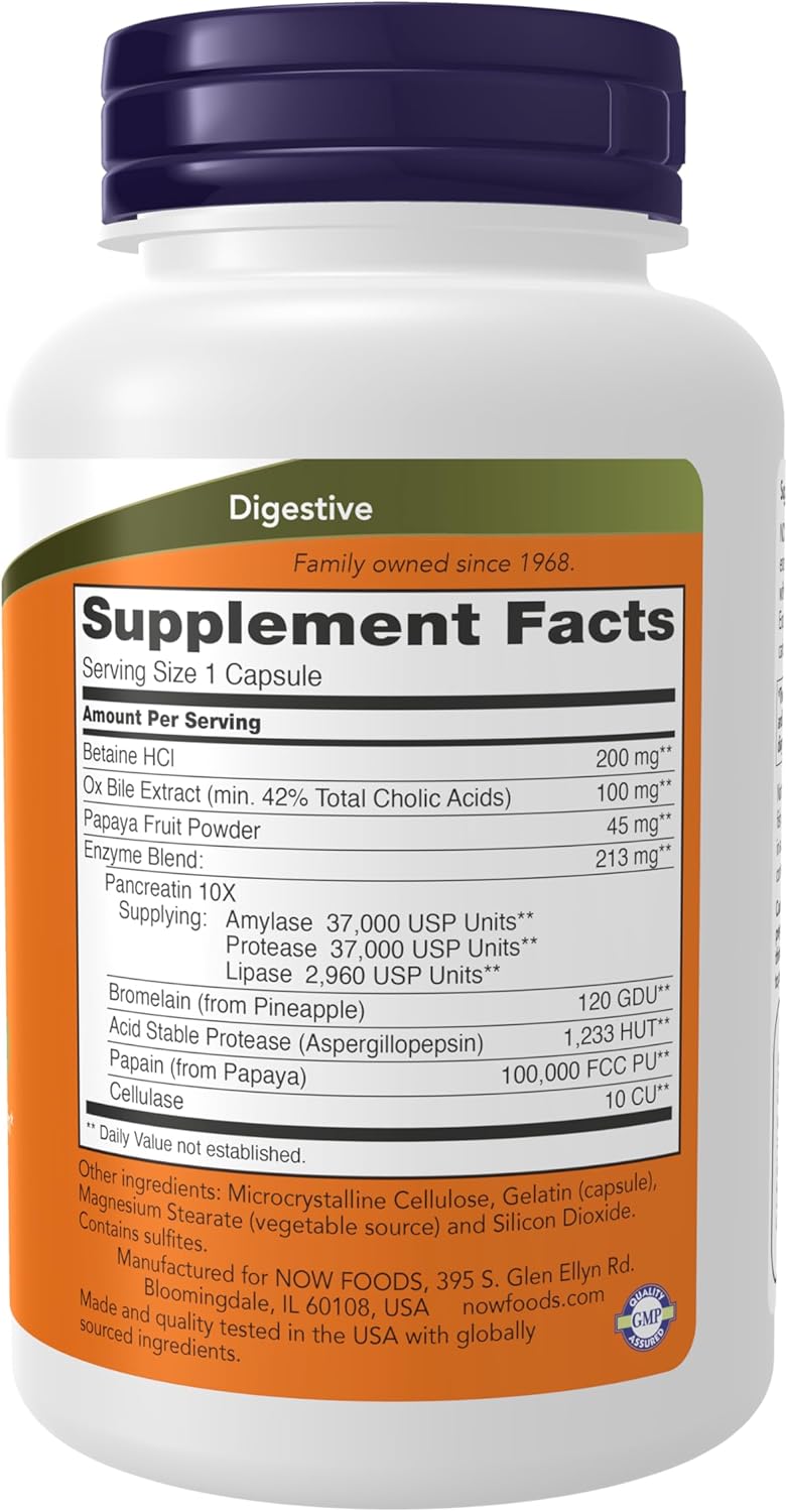 Buy now NOW Supplements, Super Enzymes, Formulated with Bromelain, Ox Bile, Pancreatin and Papain, Super Enzymes,90 Capsules at indiglob india