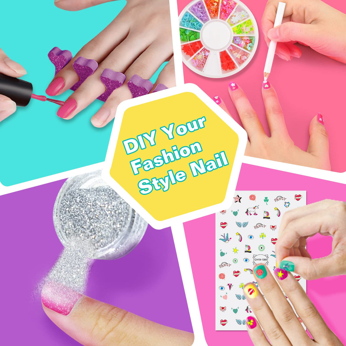 Amagoing Nail Polish Set for Girls Ages 7-12, Kids Nail Art Studio Kit, Non Toxic Quick Dry Nail Polish, Nail Dryer, Storage Desk, Glitter, Cool Girls Stuff, Birthday Gifts Ideas 8 9 10 11 Years Old