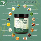 Sea Moss Gummies 16-1, Black Seed Oil Ashwagandha Turmeric Bladder Wrack Vitamin C Vitamin D3 Elderberry Manuka Dandelion Yellow Dock Apple Cider Vinegar for Men & Women