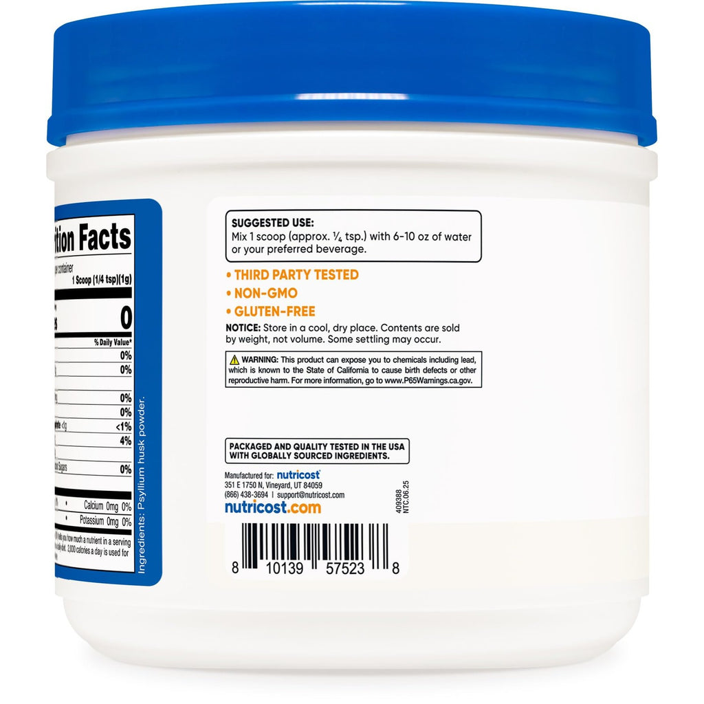 Nutricost Psyllium Husk Powder (1.5 Pounds) - GMO-Free, Gluten-Free
