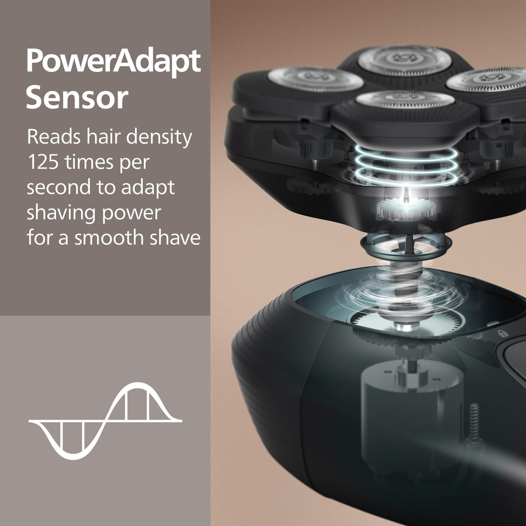 Philips Norelco Head Shaver Pro 9000 Electric Shaver, Clean & Gentle Shave | Electric Shaver for Men and Women, 360° Flexing Head, ComfortCut Blades, PowerAdapt Sensor, 90-Min Runtime, HS9980/40