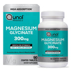 Qunol Magnesium Glycinate Tablets 300mg, 100% Chelated, Gluten-Free, 90ct | Support Nerve, Bone & Muscle Health, Cognitive Performance, Healthy Stress Response, Restful Sleep; Vegetarian, Non-GMO