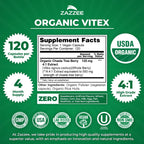 Zazzee USDA Organic Vitex Chasteberry, 120 Vegan Capsules, 4 Month Supply