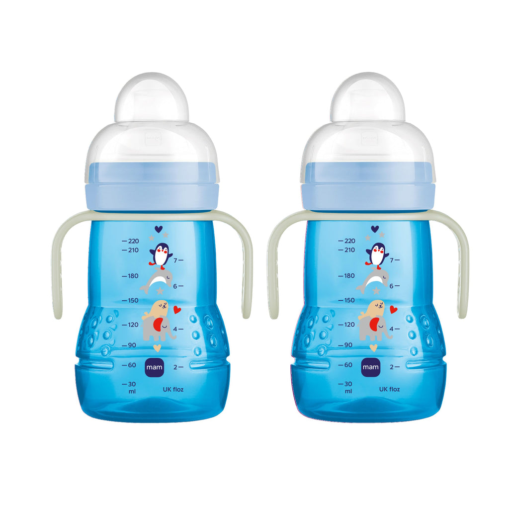 Buy now MAM Trainer Sippy Cup for Toddlers 1-3, 8 oz. Transition Drinking Cup with Extra-Soft Spout, Spill-Free Nipple, and Non-Slip Handles, for Boys 4+ Months, 1 Count at indiglob india