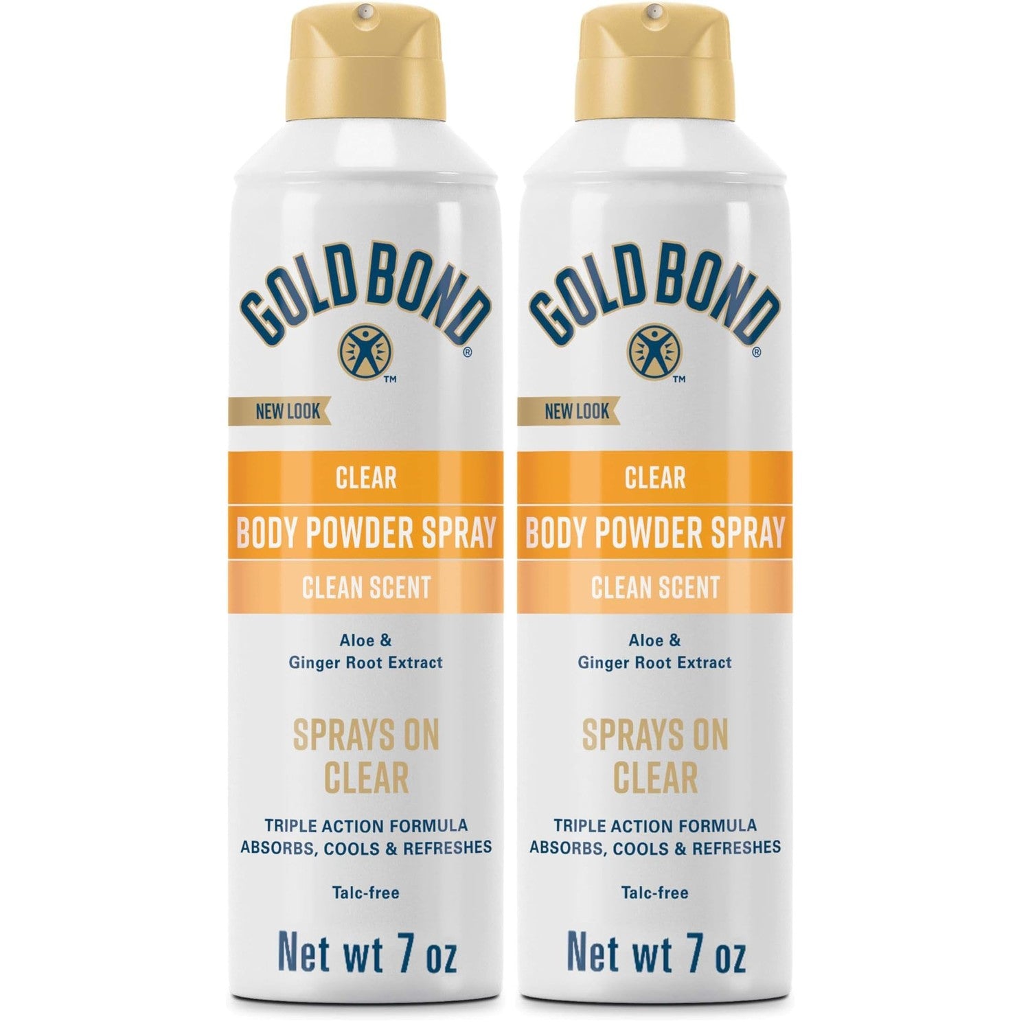 Gold Bond No Mess Clear Invisible Body Powder Spray, 7 oz., Absorbs Odor-Causing Sweat (Pack of 2)