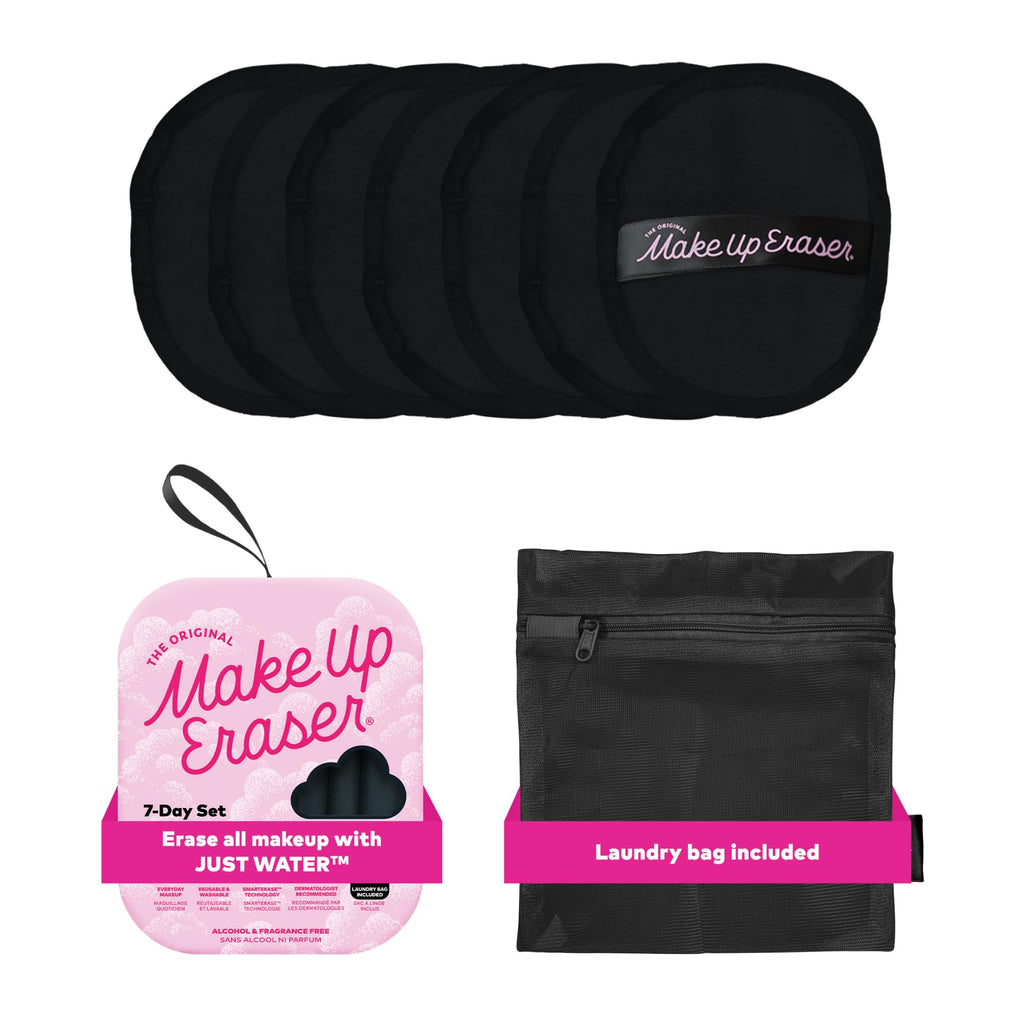 The Original MakeUp Eraser 7-Day Set, Erase All Makeup With Just Water, Including Waterproof Mascara, Eyeliner, Foundation, Lipstick, Sunscreen, and More! Chic Black, 7ct.