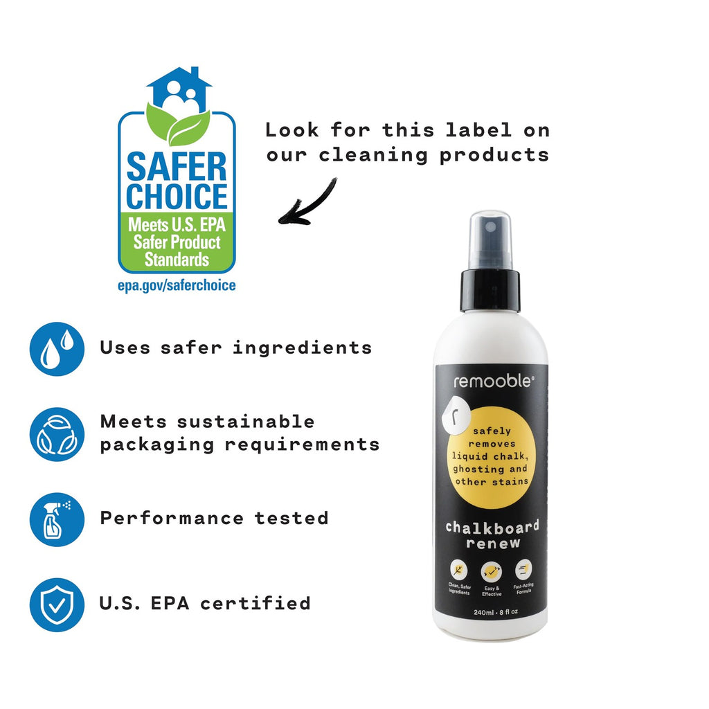 Remooble Non-Toxic Chalkboard Cleaner Spray & Microfiber Cleaning Cloth, 8 oz.